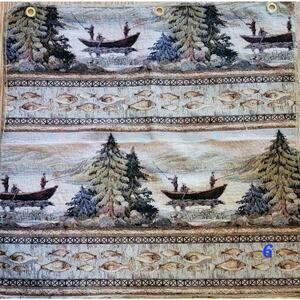 VTG 27x27 Tapestry Fabric Sample LaCrosse Furniture Co Country Hunting Fishing L